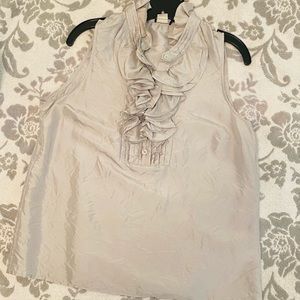 J Crew Ruffle Gray Silk Button-down Blouse - Size 12